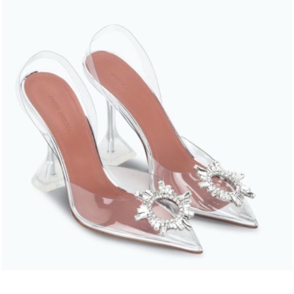Amina Muaddi Begum Clear Crystal Slingback Pumps 36.5=6.5